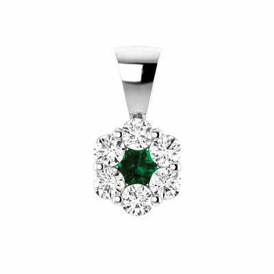 Emerald Diamond Pendant With 0.24ct Diamonds In 9K White Gold