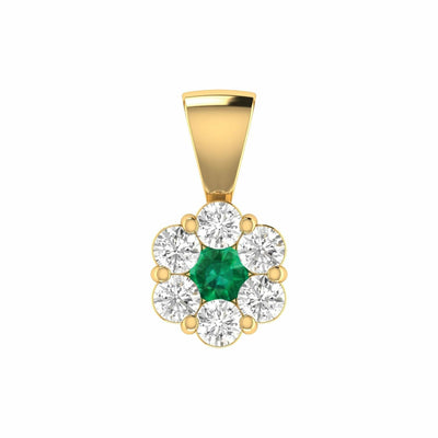 Emerald Diamond Pendant With 0.40ct Diamonds In 9K Yellow Gold