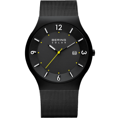 Bering Solar Brushed Black Mesh Watch