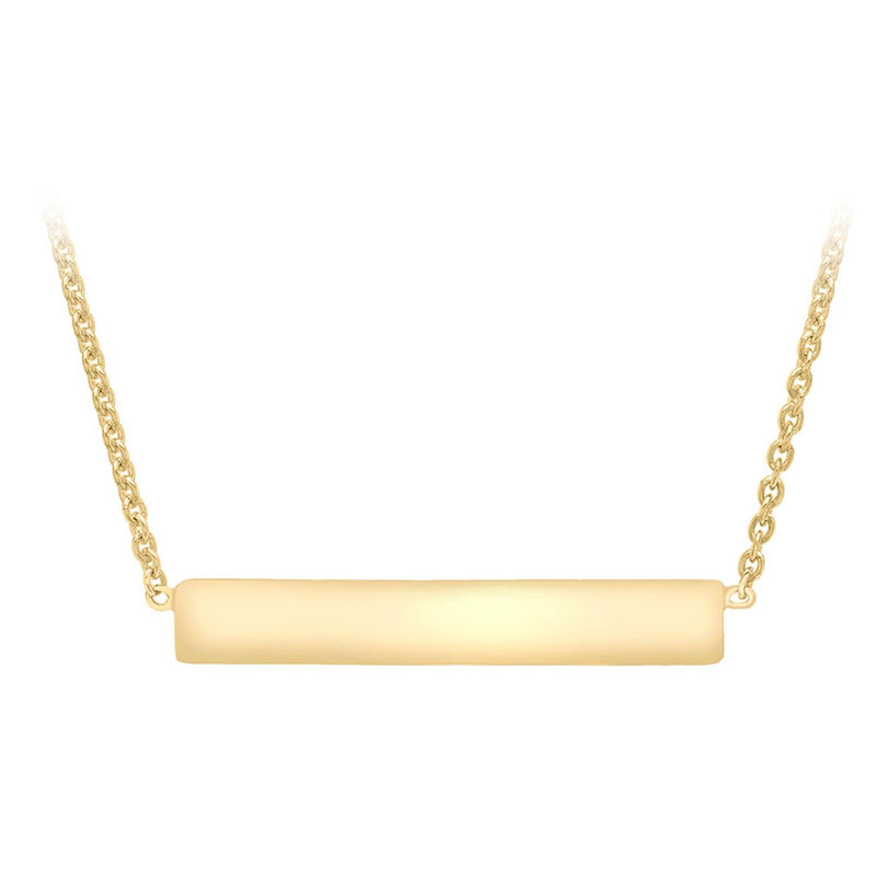 9K Yellow Gold Solid Horizontal Bar Necklace 41+2cm