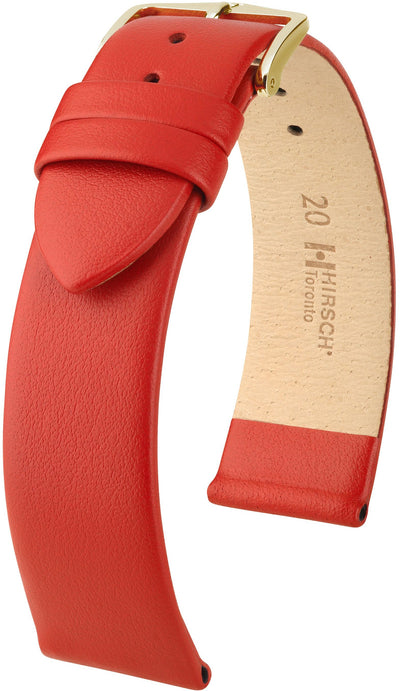 Hirsch Toronto Medium Gold Buckle Red Leather Band