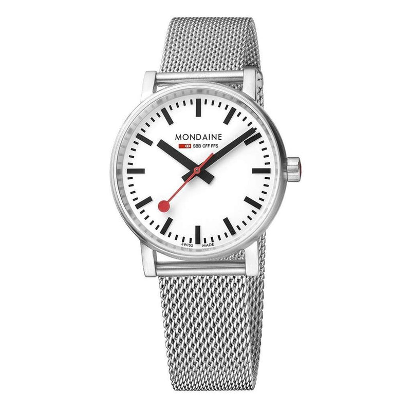 Mondaine Evo2 White Dial Stainless Steel Watch MSE.35110.SM