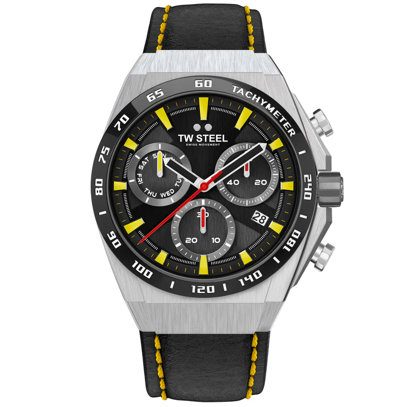 TW Steel CEO Black Leather Strap Watch CE4071