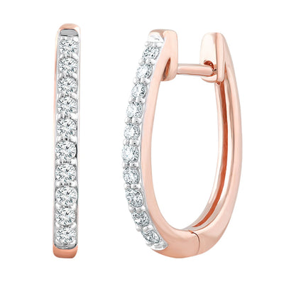 Huggie Earrings with 0.33ct Diamonds in 9K Rose Gold