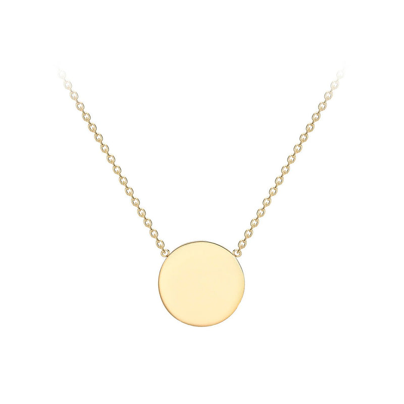 9K Yellow Gold Solid Disc Necklace 41+2cm