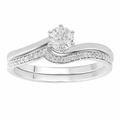 Engagment & Wedding Ring Set With 0.60ct Diamonds In 9K Gold