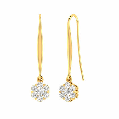 Cluster Hook Diamond Earrings With 0.75ct Diamonds In 9K Yellow Gold