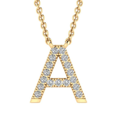 Initial Necklace With 0.06ct Diamonds In 9K Yellow Gold