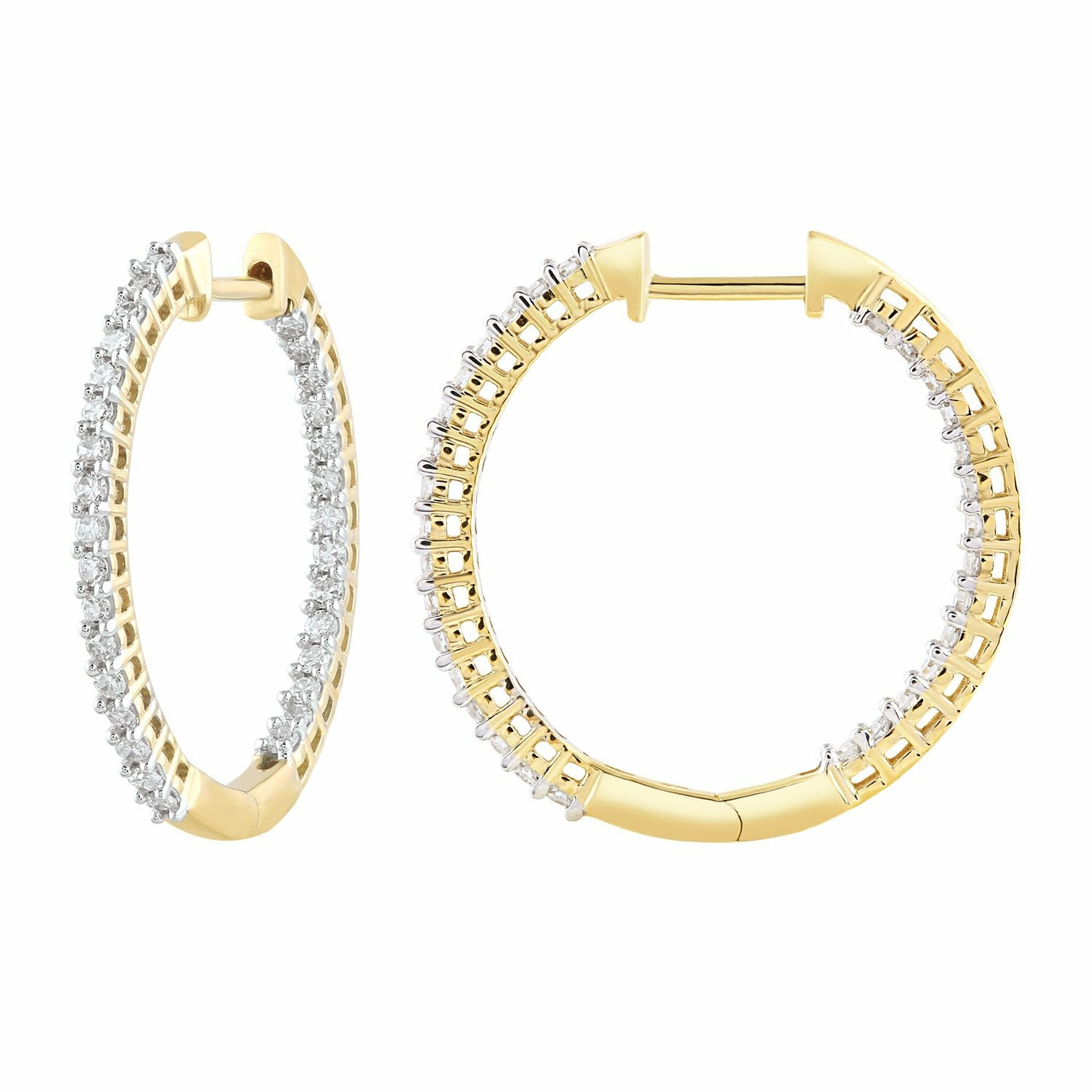 Inside Out Hoops With 0.25ct Diamonds In 9K White Gold