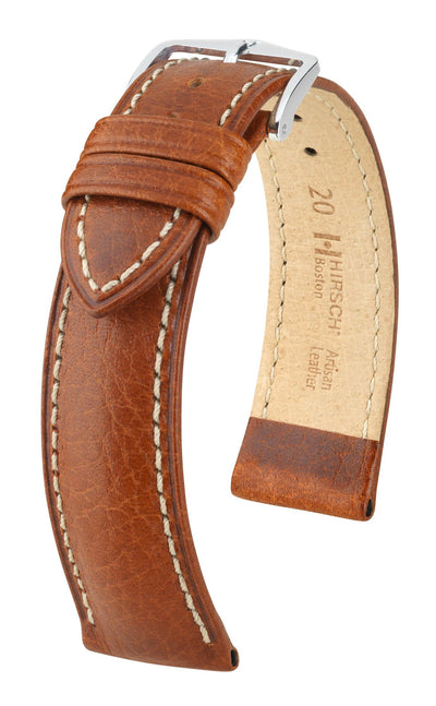 Hirsch Boston Medium Brown Silver Buckle Strap