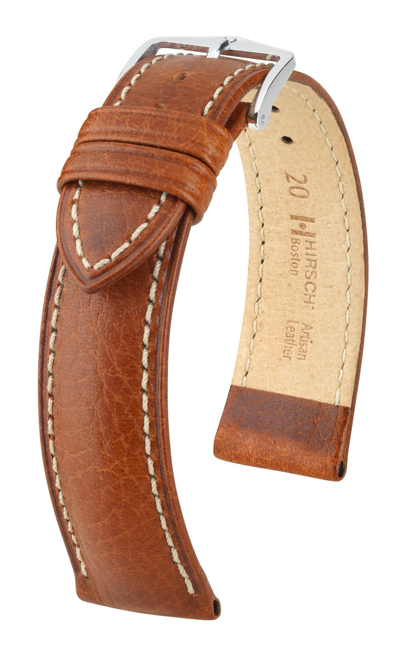 Hirsch Boston Medium Brown Silver Buckle Strap