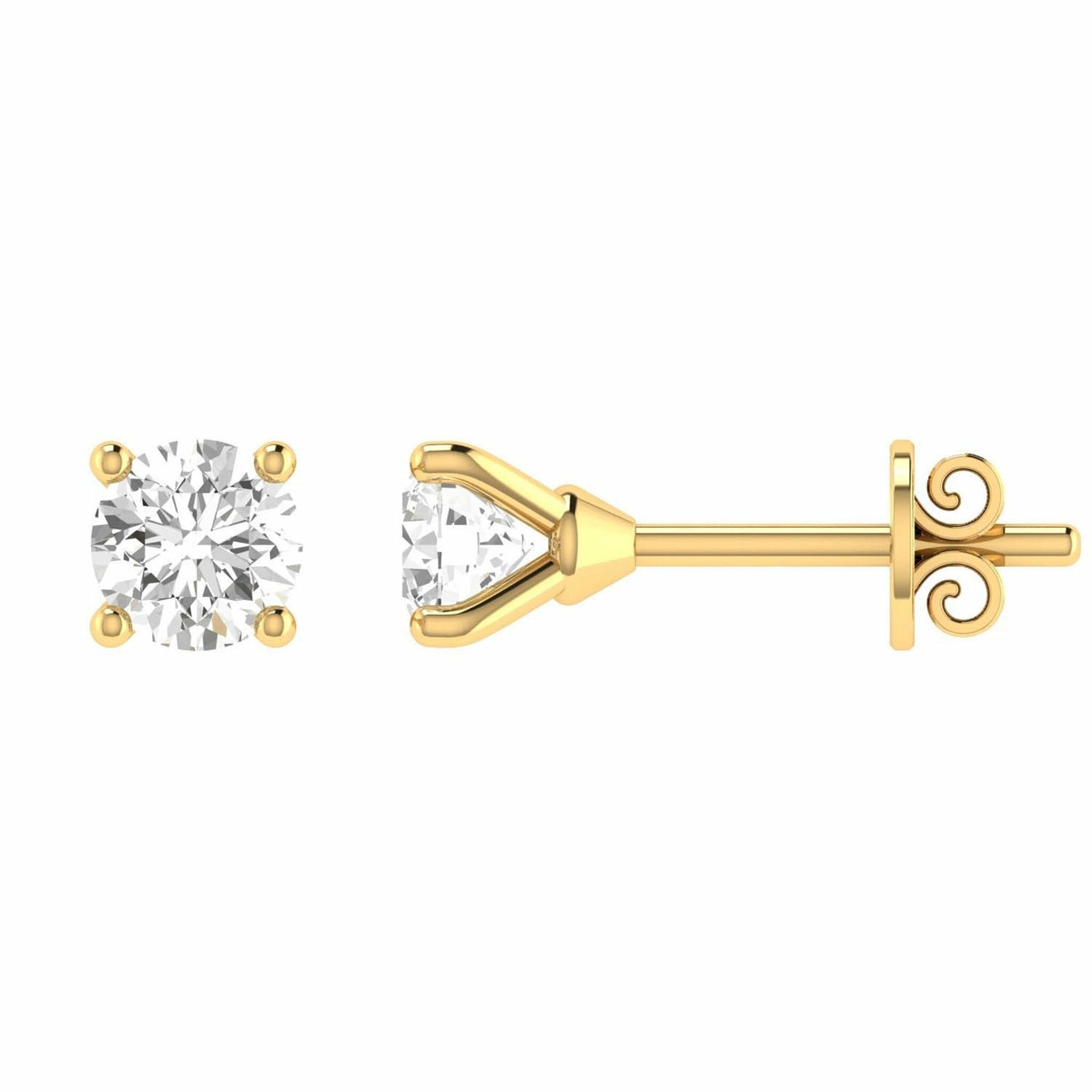 Diamond Stud Earrings With 0.75ct Diamonds In 18K Yellow Gold