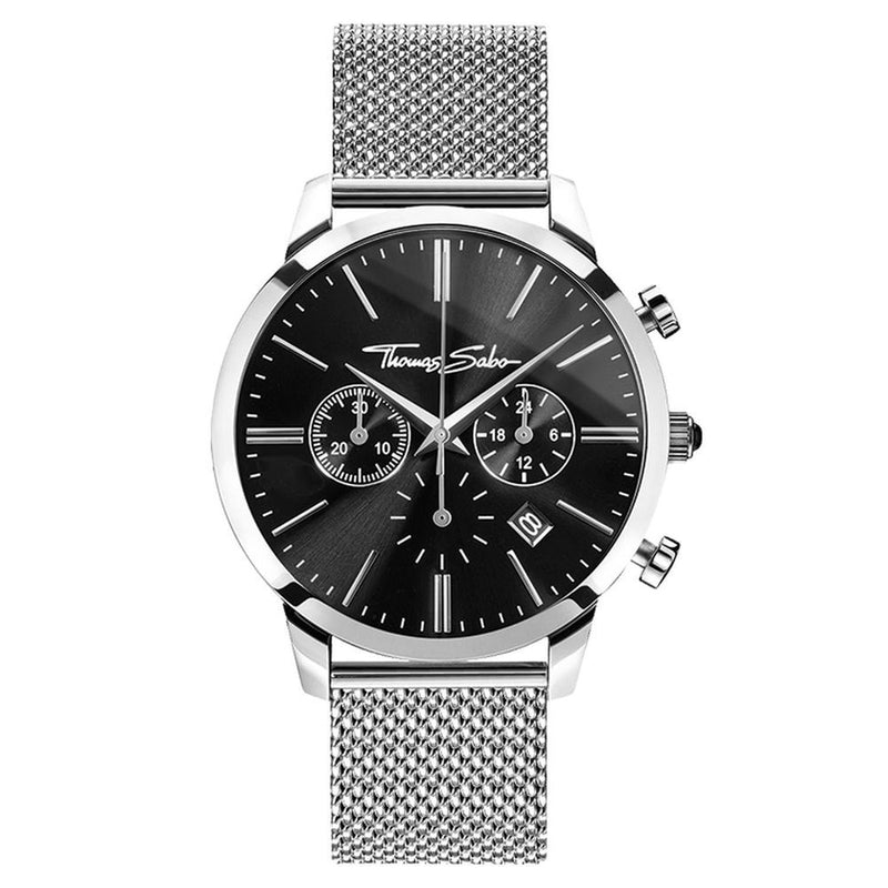 Thomas Sabo Stainless Steel Mesh Black Dial Mens Watch