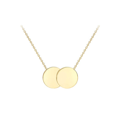 9K Yellow Gold Solid Double Disc Necklace 41+2cm