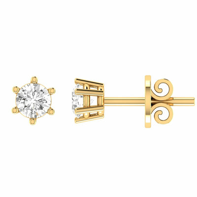 Diamond Stud Earrings With 0.70ct Diamonds In 18K Yellow Gold