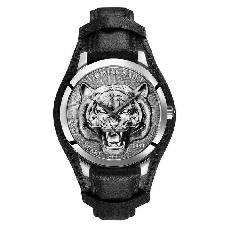 Thomas Sabo Rebel Tiger Black Leather Cuff Mens Watch