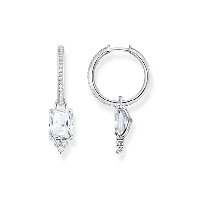 Thomas Sabo Hoop Earrings White Stone Silver TCR672