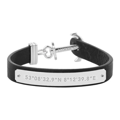 Paul Hewitt Signum Male Coordinates Silver / Black Bracelet - XL