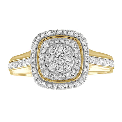 Cluster Ring with 0.5ct Diamond In 9K Yellow Gold