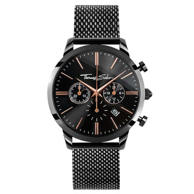 Thomas Sabo Black IP Mesh Black Dial Mens Watch