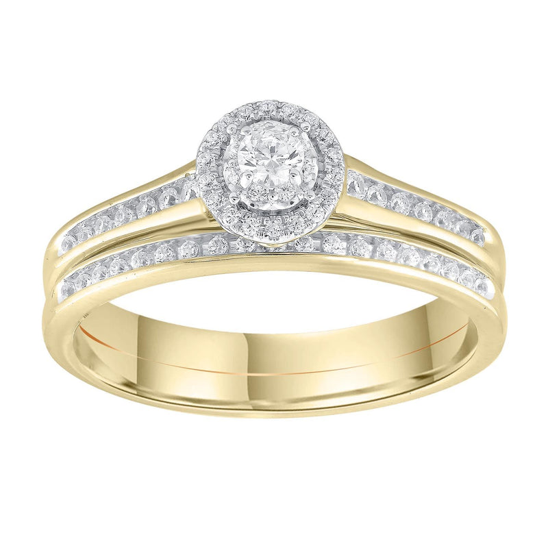 Engagement & Wedding Ring Set with 0.33ct Diamonds in 9K Yellow Gold