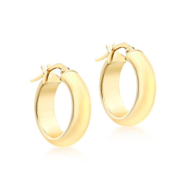9K Yellow Gold 5mm Round Hollow Hoop Earrings 19mm