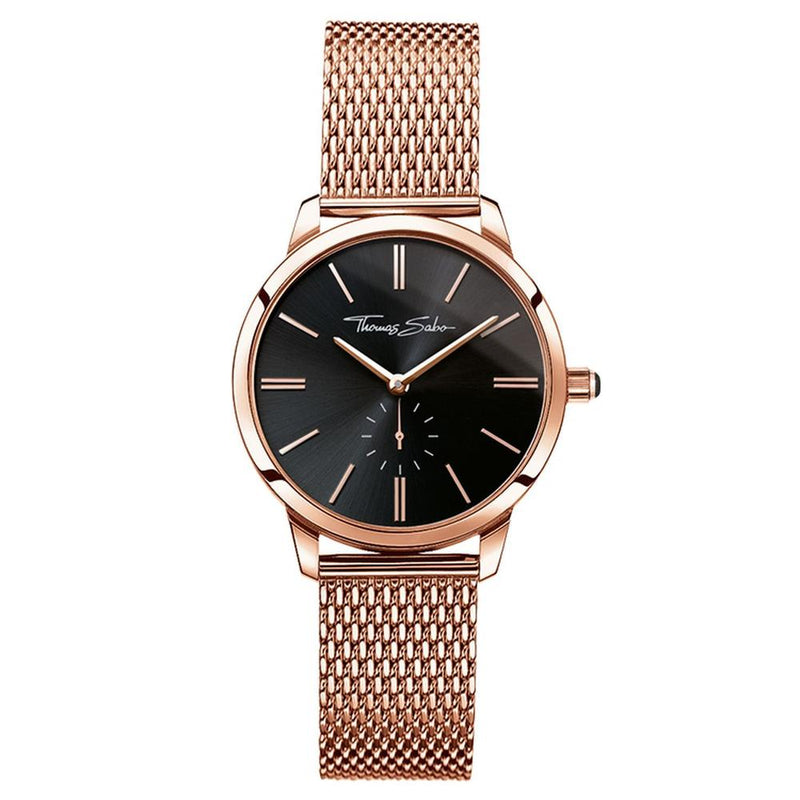 Thomas Sabo Glam Rose Gold Stainless Steel Black Dial Womens Watch