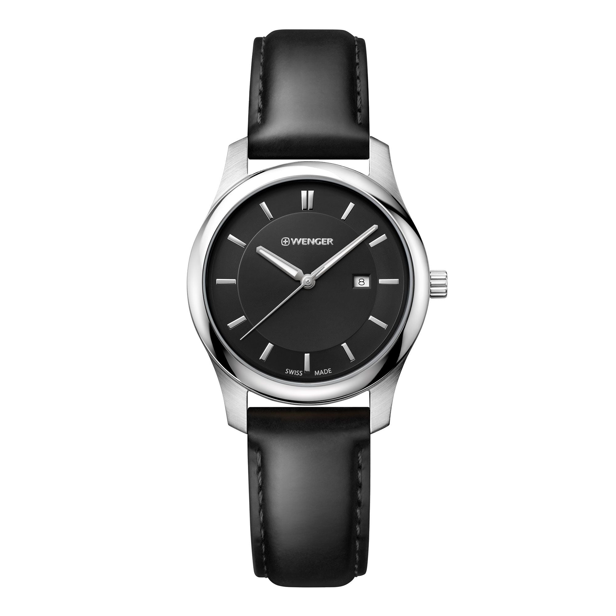 Wenger City Classic Black Dial Leather Watch 01.1421.103