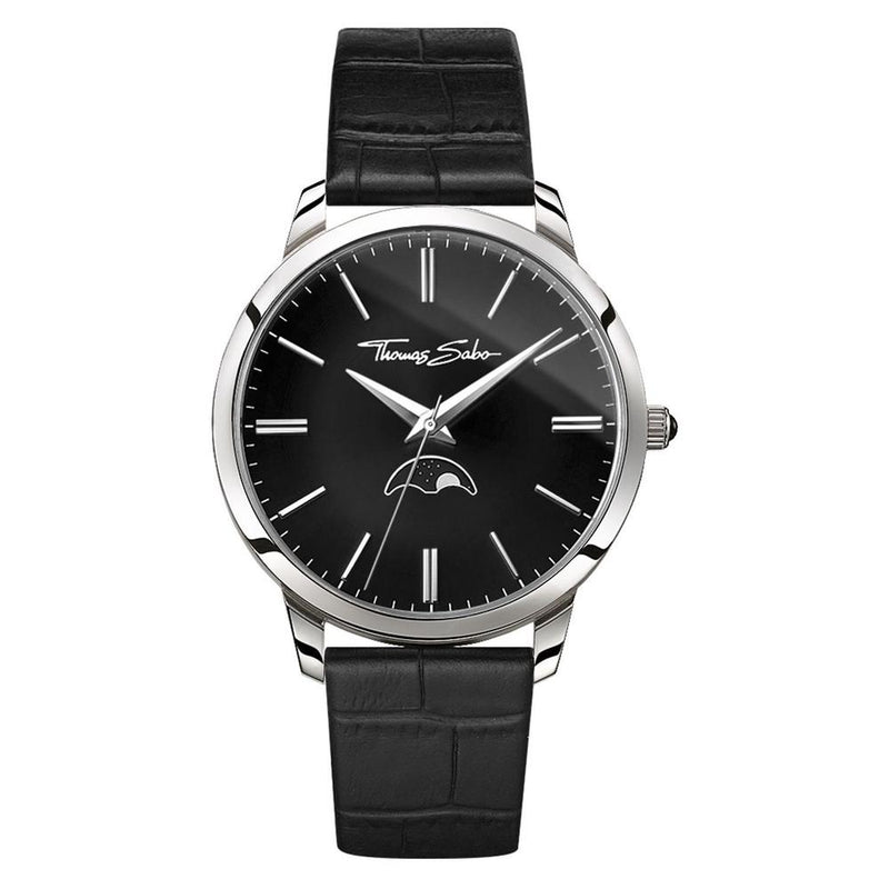 Thomas Sabo Classic Moonphase Black Leather Mens Watch