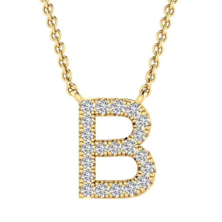 Initial Necklace With 0.06ct Diamonds In 9K Yellow Gold