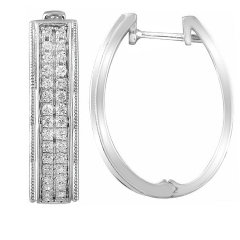 Huggie Earrings with 0.5ct Diamonds In 9K White Gold