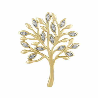 Tree Pendant With 0.05Ct Diamond In 9K Yellow Gold