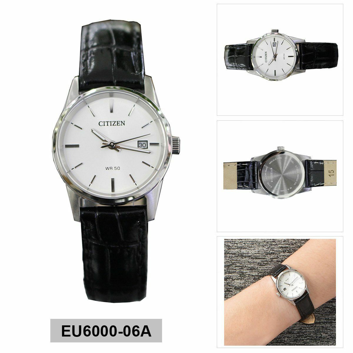 Citizen Black Leather Strap Womens Watch
