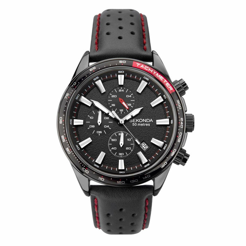 Sekonda Black Dual Time Black Strap Mens Watch