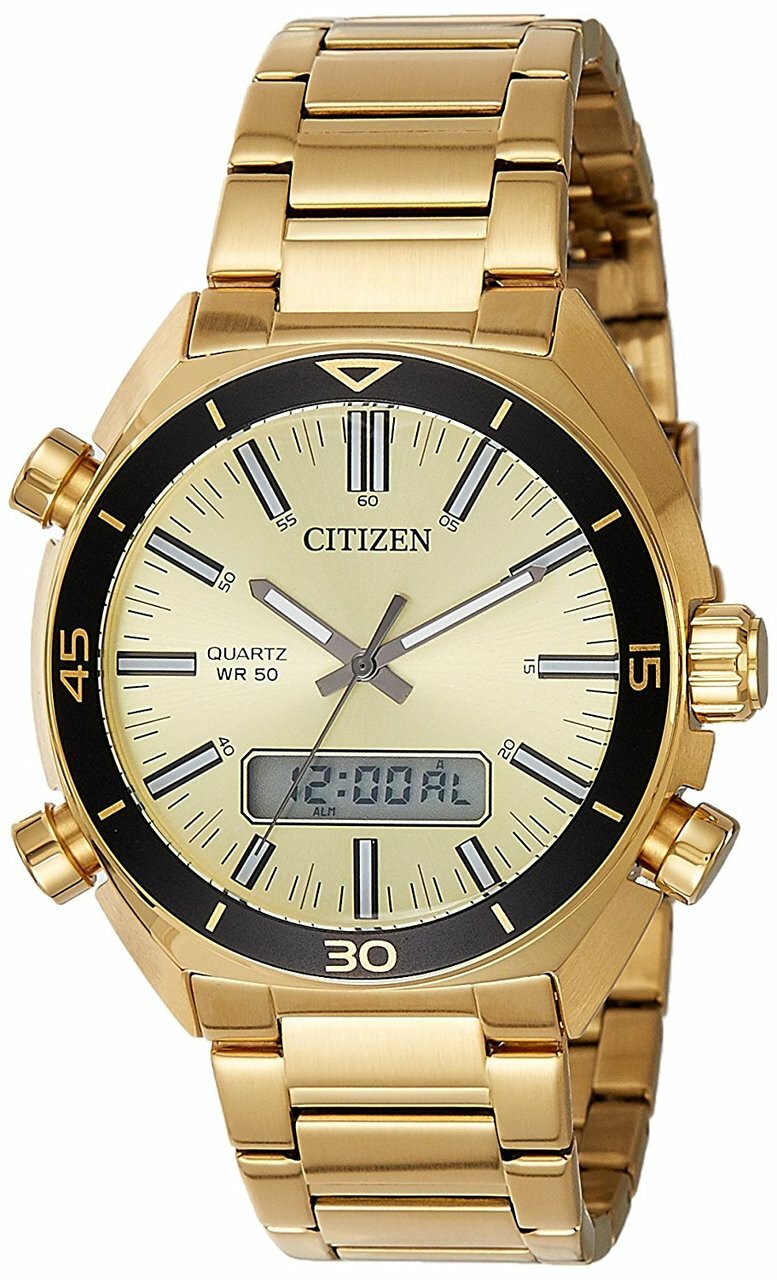 Citizen Analog Digital Gold Dial Jm5462-56P Mens Watch