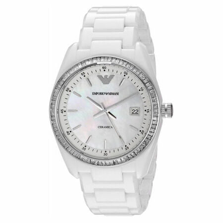 Emporio Armani White Ceramic Bracelet Womens Watch AR1684