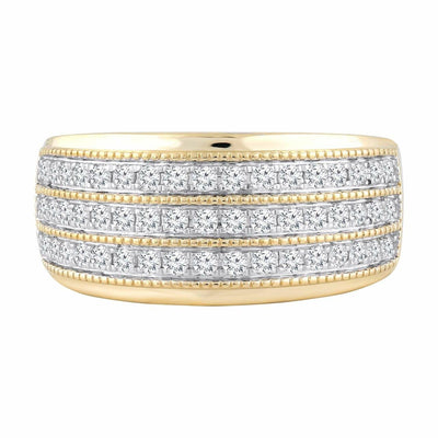 Three Layer Ring With 0.5Ct  Diamonds In 9K Yellow Gold
