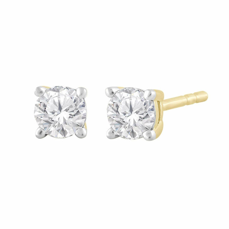 Stud Earrings With 0.15Ct Diamond In 9K Yellow Gold