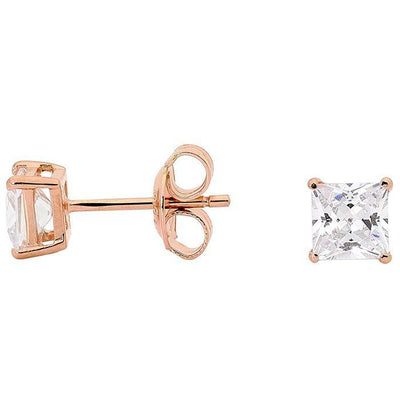 Georgini 5Mm Clear Square Stud Rose Gold