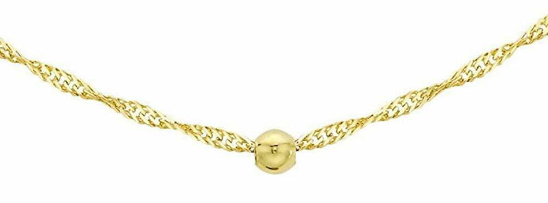 9ct Yellow Gold Solid Ball Twist Necklace 45cm