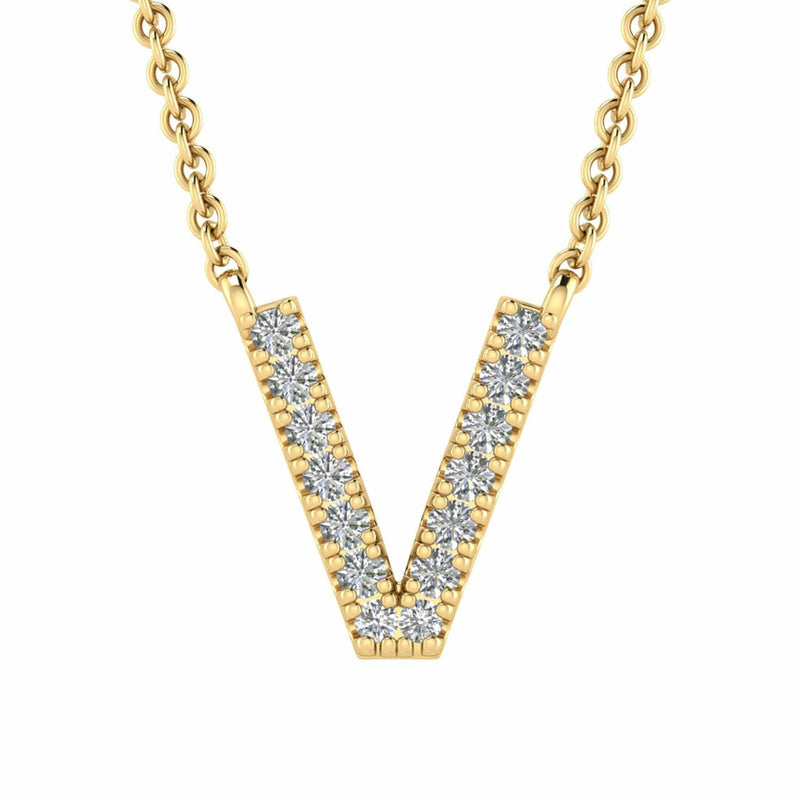 Initial Necklace With 0.06ct Diamonds In 9K Yellow Gold