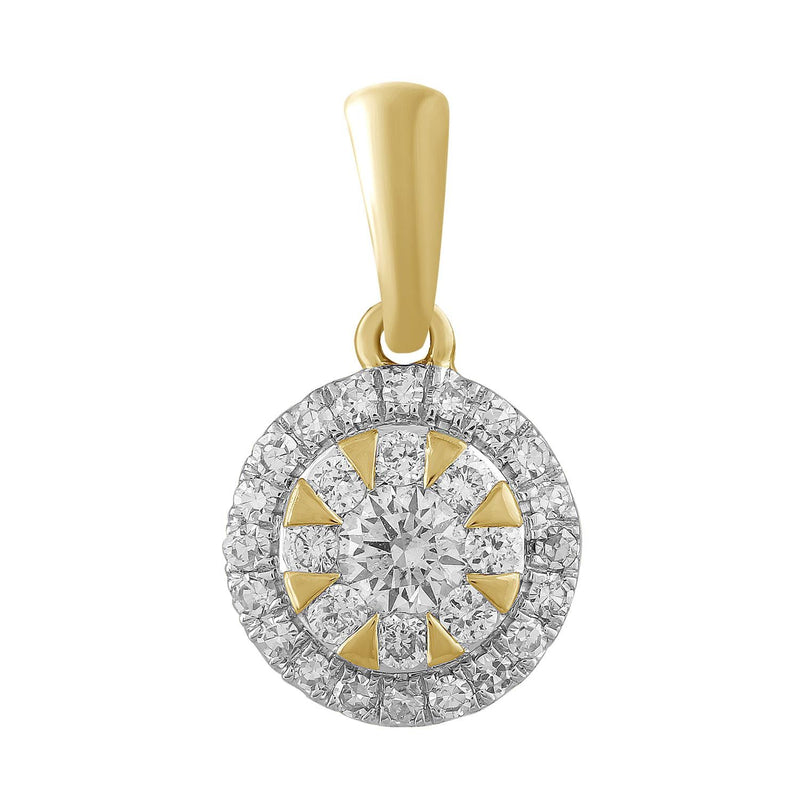 Round Pendant with 0.2ct Diamond In 9K Yellow Gold