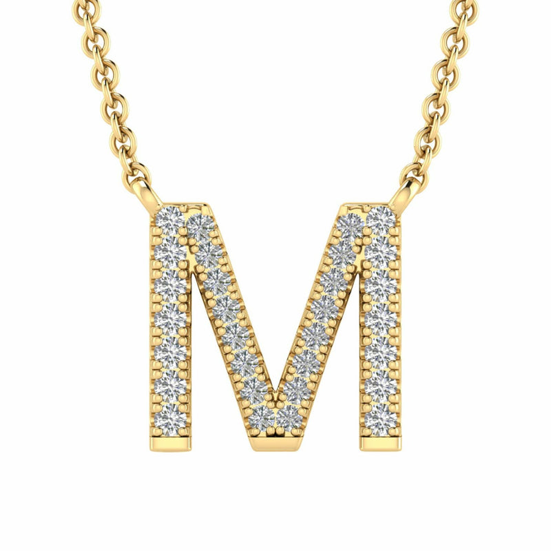 Initial Necklace With 0.06ct Diamonds In 9K Yellow Gold