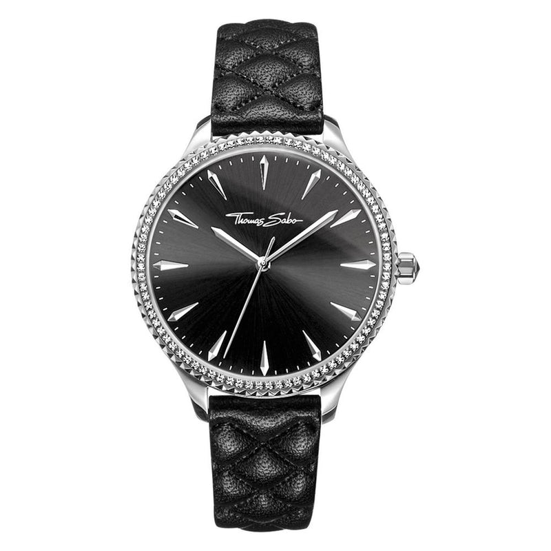 Thomas Sabo Pyramid Black Leather Womens Watch