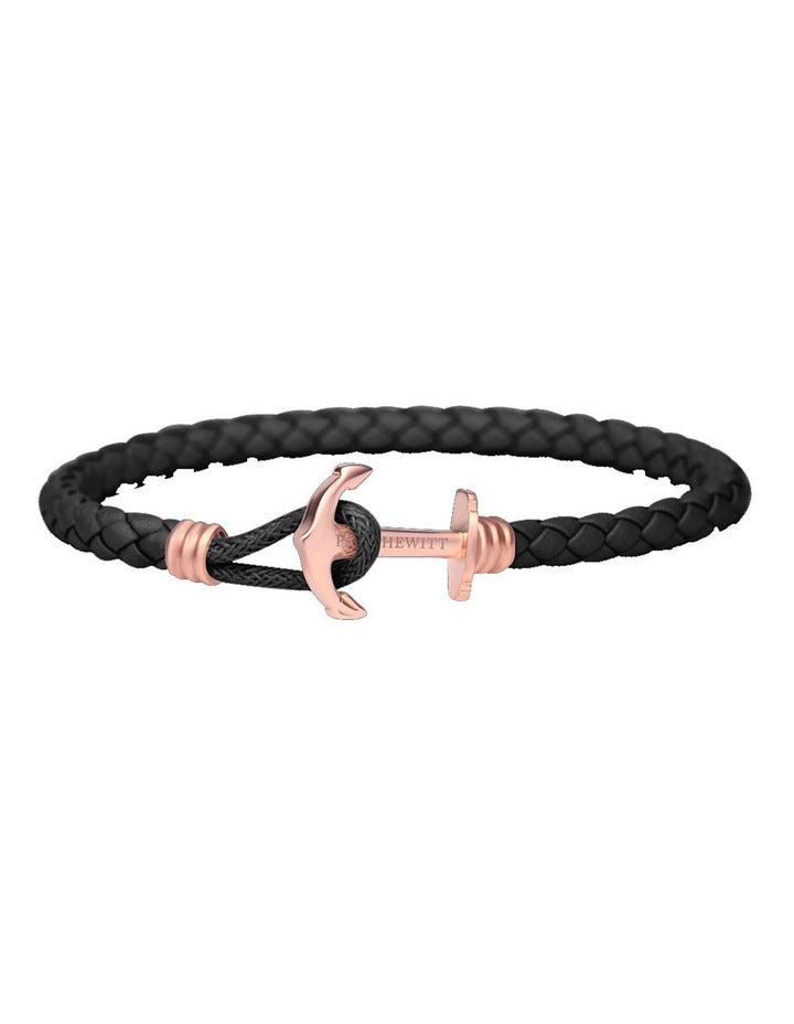 Paul Hewitt Phrep Lite Leather Rose Gold / Black Bracelet - S