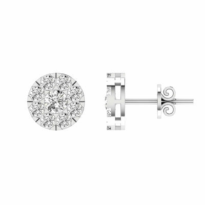 Cluster Diamond Stud Earrings With 0.50ct Diamonds In 9K White Gold