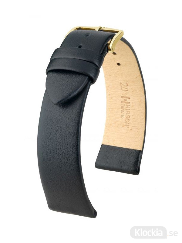 Hirsch Toronto Extra Large Gold Buckle Black Leather Band