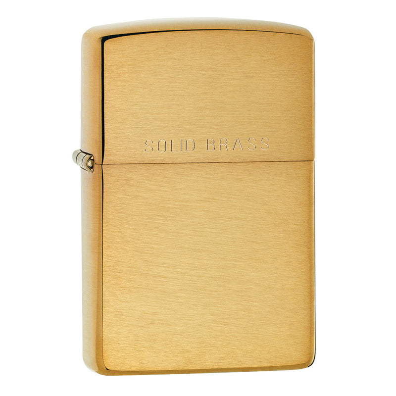 Zippo 204 Brush Finish Brass with Solid Brass Etch Lighter