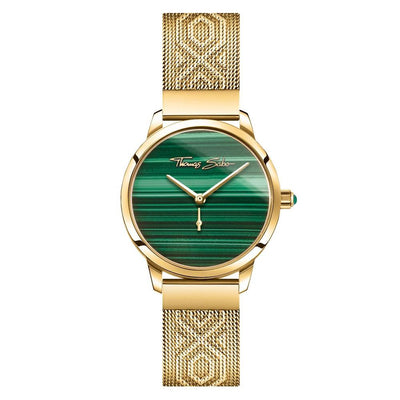 Thomas Sabo Malachite Dial Yellow Stainless Steel Embossed Womens Watch