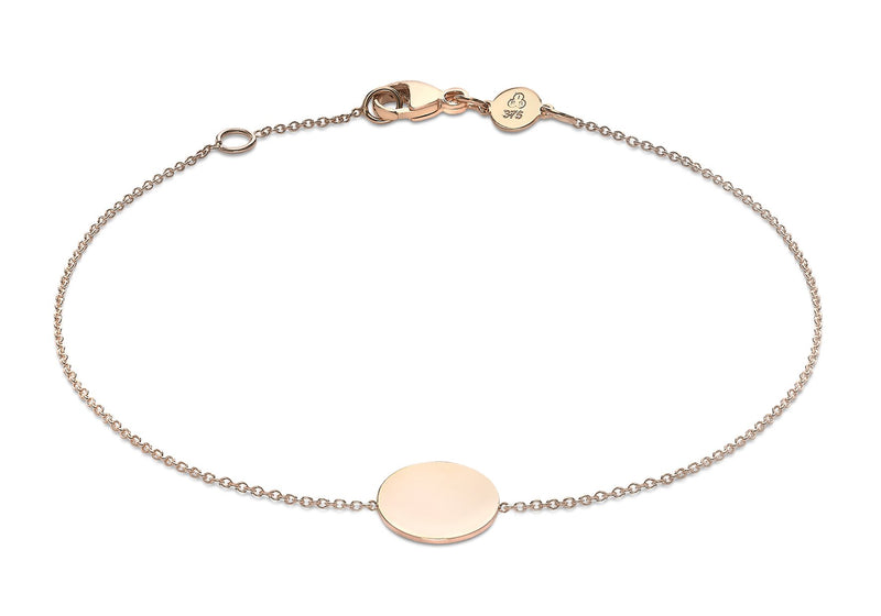 9K Rose Gold Solid Mini Disc Bracelet 18cm+1cm